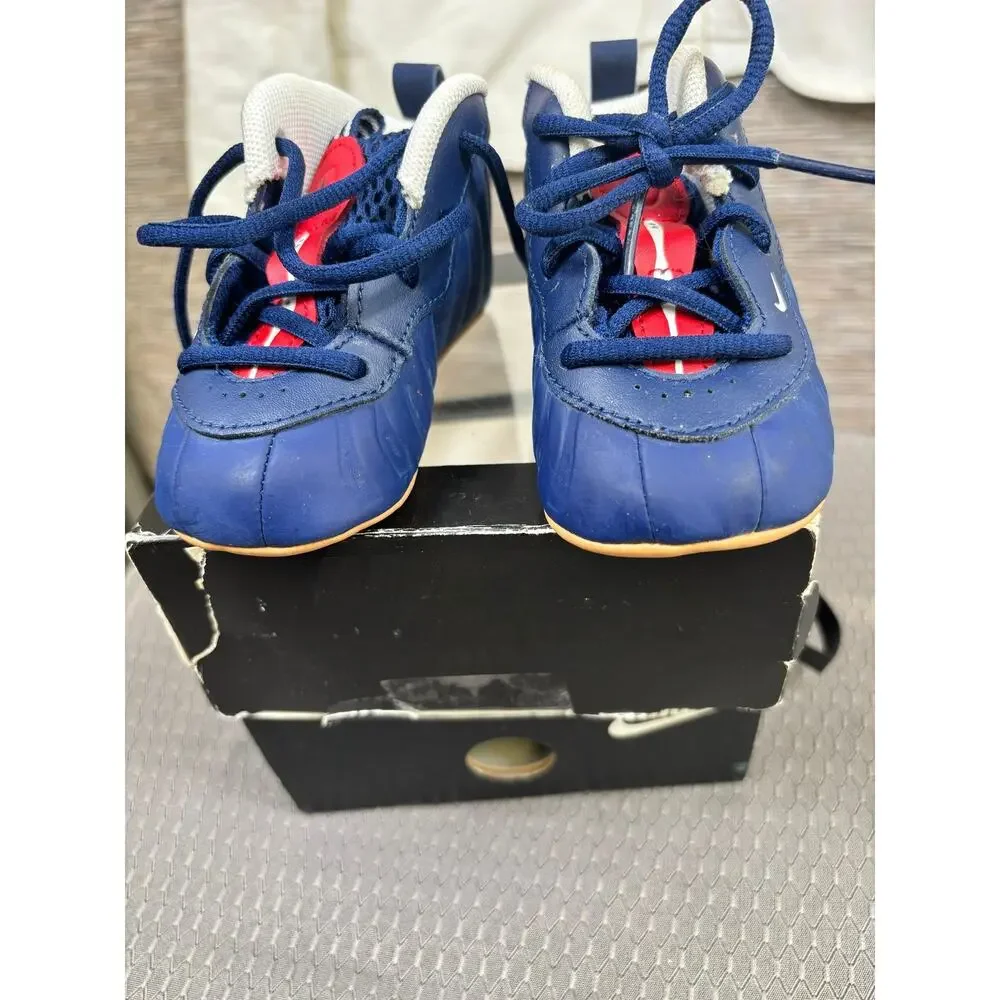Nike Lil' Posite Pro Shoes Toddler Size 4C Blue Red Lace Up 643145-405 Sneakers